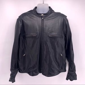 Harley Davidson Black Leather Mens Biker Jacket Size XL